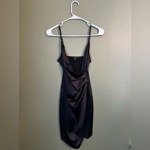 Silky Fitted Scoop Neck Black Dress